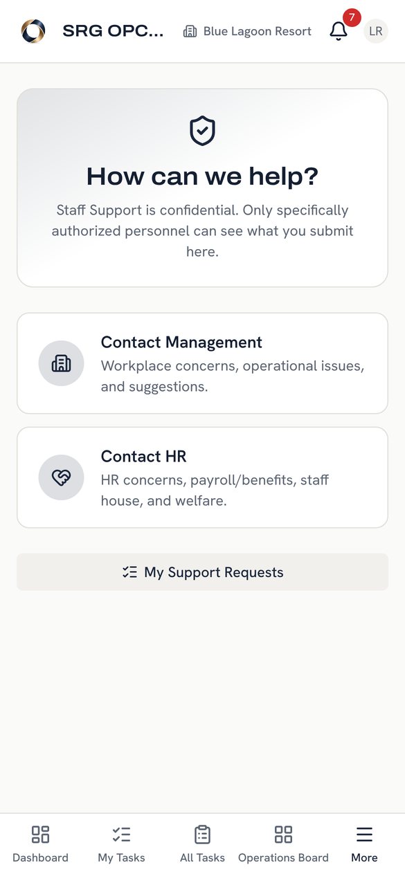 Phone: Staff Support, contact management or HR in confidence